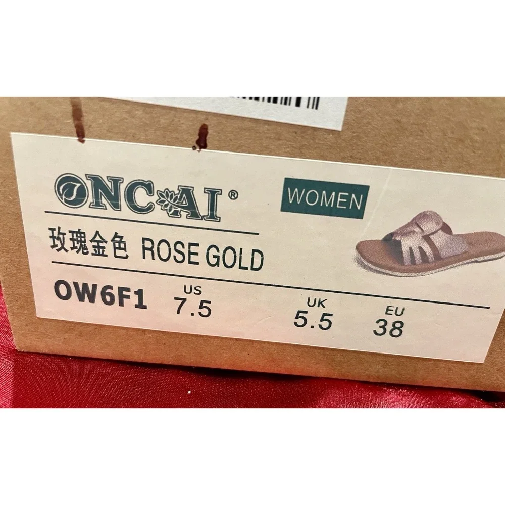 ONCAI Womens Sandals,Flat Dressy Square Toe Summer Beach Slides for Ladies‎ 7.5